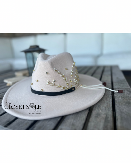 Wide Brim Hat Florece – Renacimiento Collection – Beige