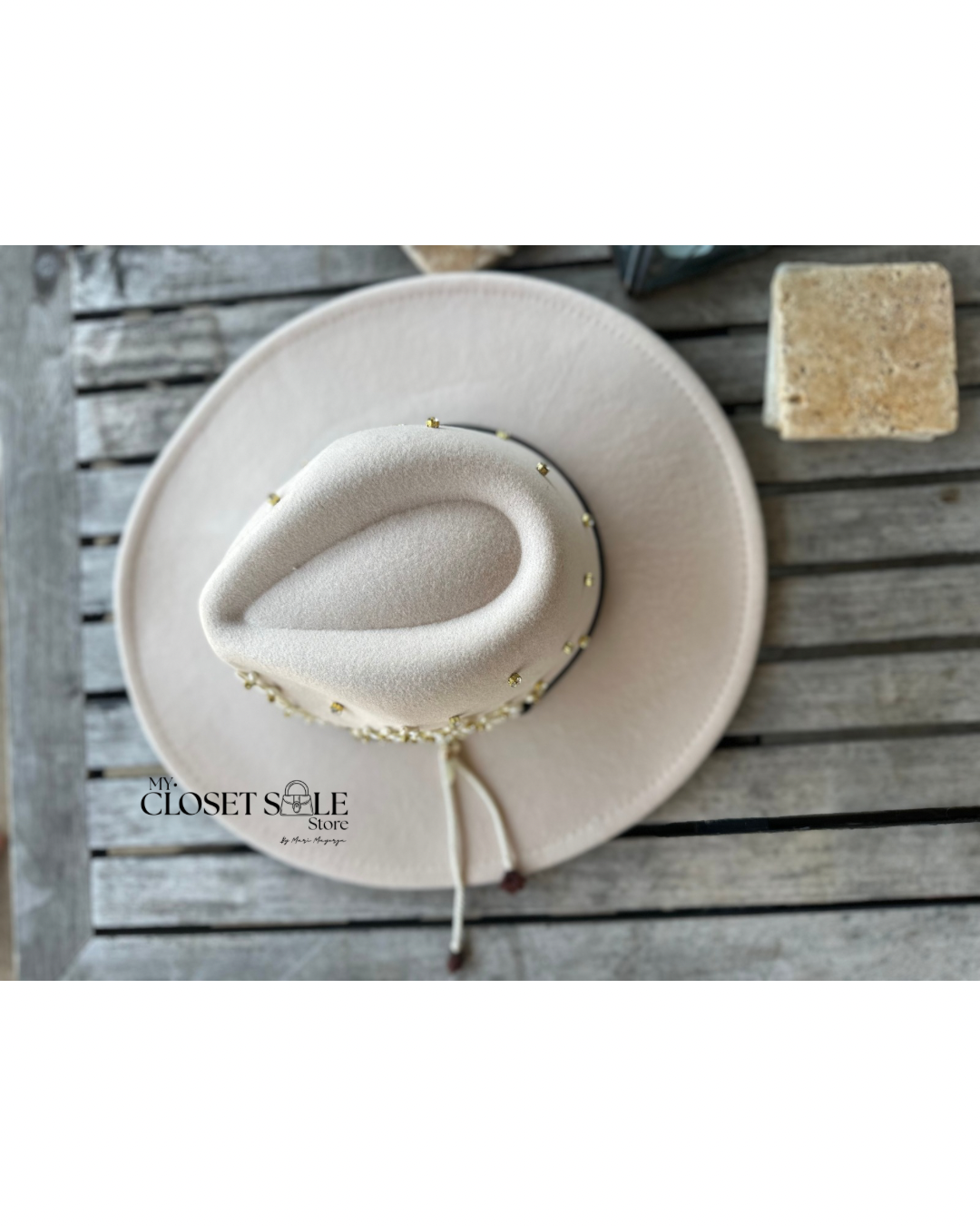 Wide Brim Hat Florece – Renacimiento Collection – Beige