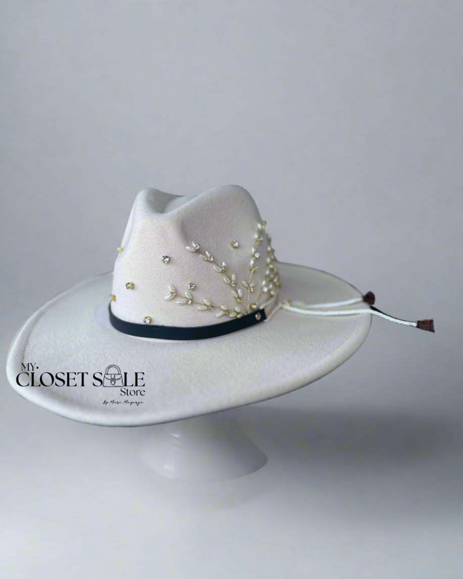 Wide Brim Hat Florece – Renacimiento Collection – Beige