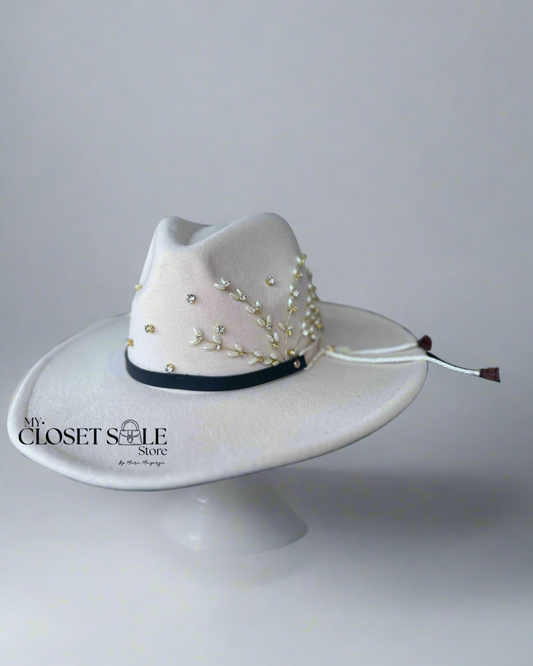 Wide Brim Hat Florece – Renacimiento Collection – Beige