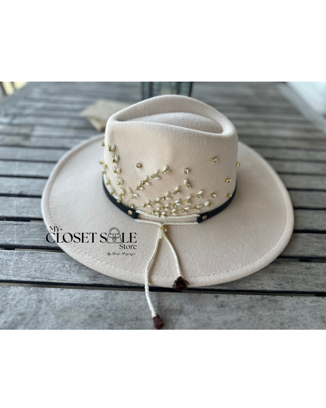 Wide Brim Hat Florece – Renacimiento Collection – Beige